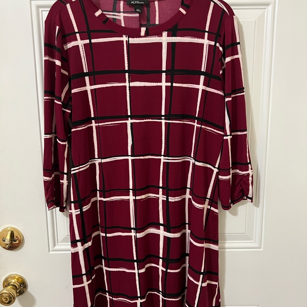ALYX Women's Burgundy Plaid Dress